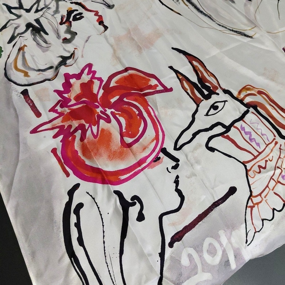 2019 Talbot Breast Cancer Gladys Perint Palmer Silk Scarf RARE Silk Modern Art - Picture 3 of 10